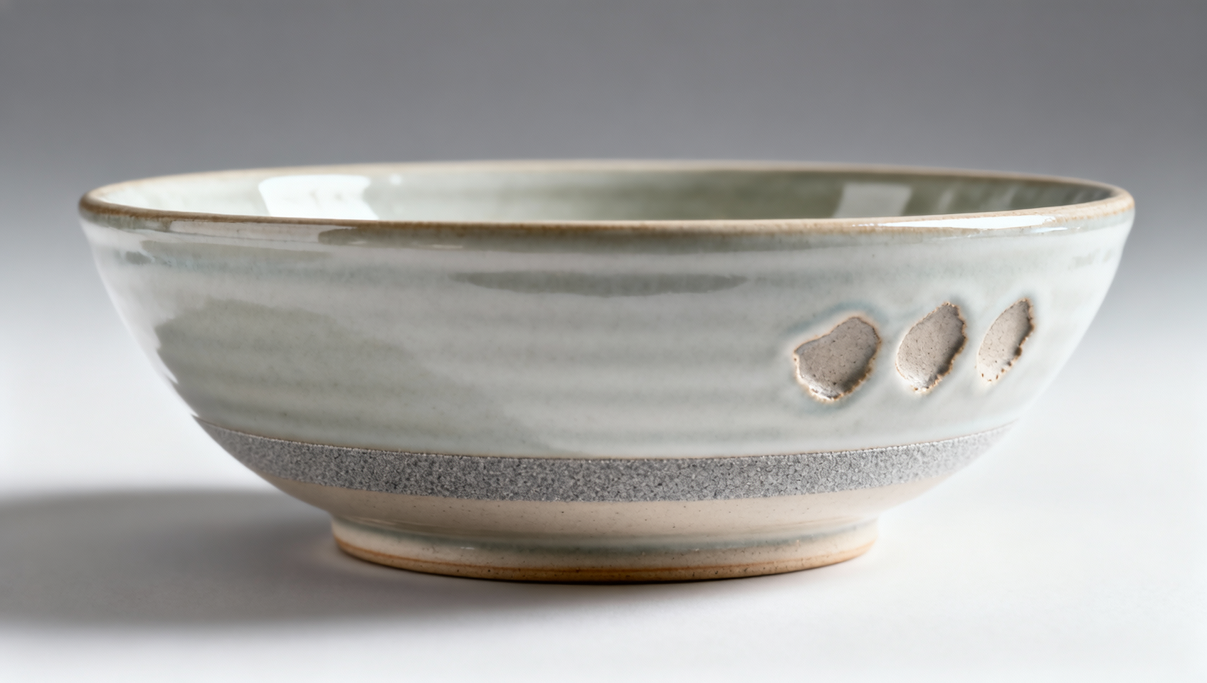 Ceramic salad bowls exhibiting differential wear on foot rings—firing support method or post-firing grinding?