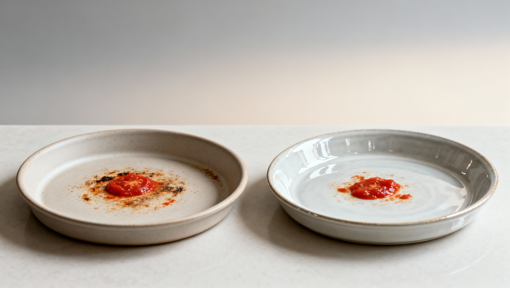 Porcelain baking dishes discoloring in oven use — do matte finishes hide stains better than glossy? Porcelain baking dishes discoloring in oven use — do matte finishes hide stains better than glossy?