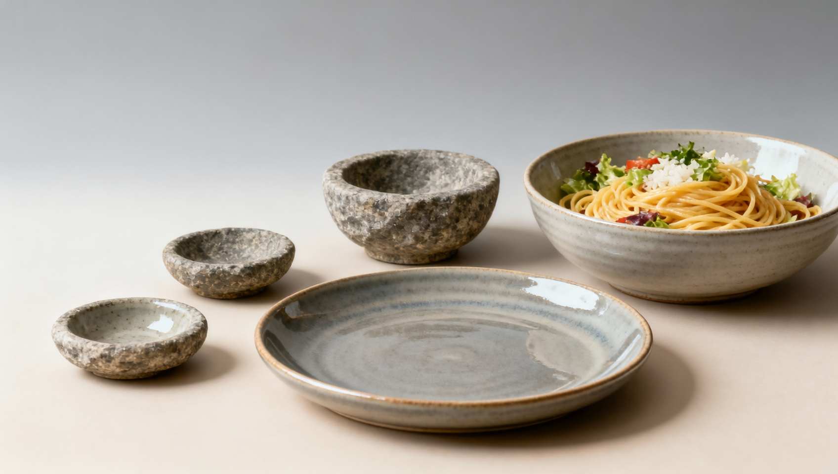 Ceramic salad plate finishes that hide scratches longer