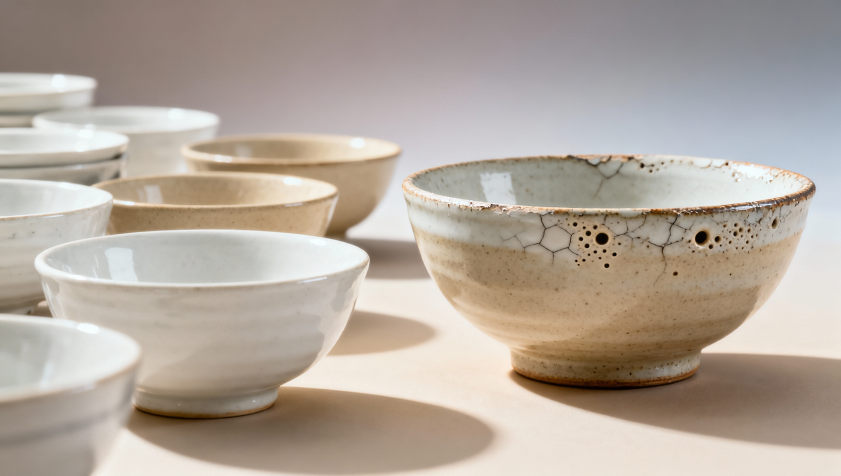 Ceramic rice bowl glaze defects that are often missed at inspection