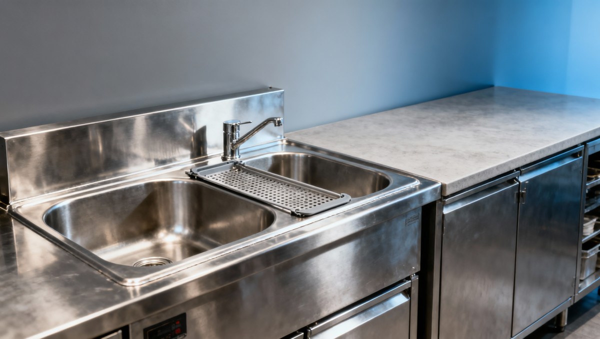 What makes a commercial sink unit easier to clean daily?