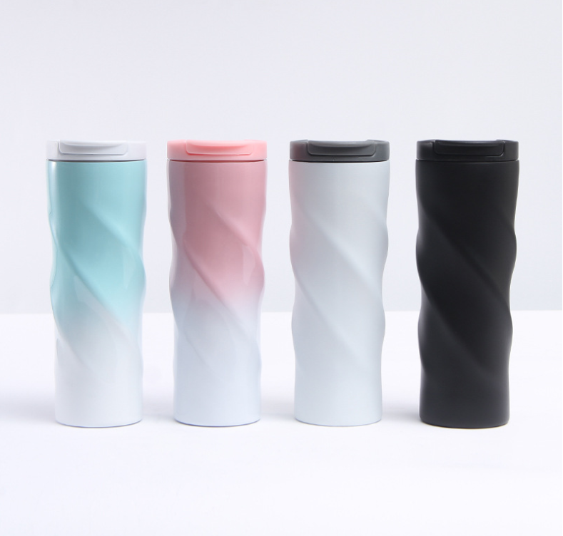 500ML spiral vaccum cup, leakproof insulated tumbler, car portable travel mug