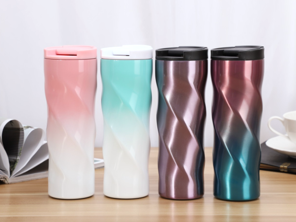 500ML spiral vaccum cup, leakproof insulated tumbler, car portable travel mug