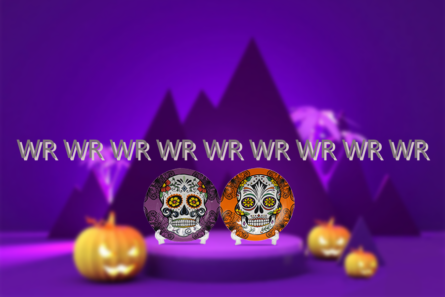 WR  Halloween 7.5in/10.5in Ceramic Plate For Decoration
