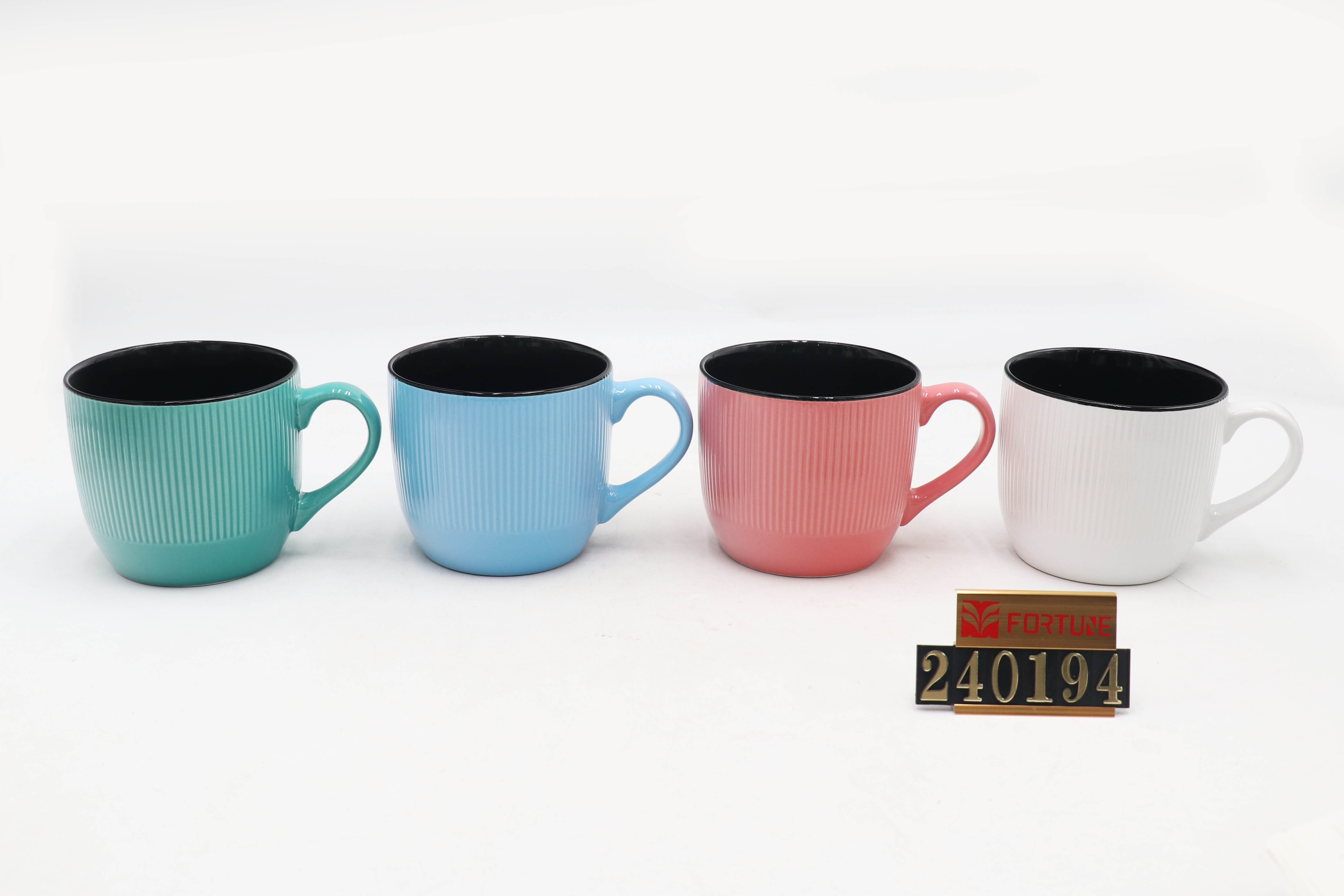 18oz Ceramic Coffee Mug，Porcelain Vertical Stripe Coffee Cup