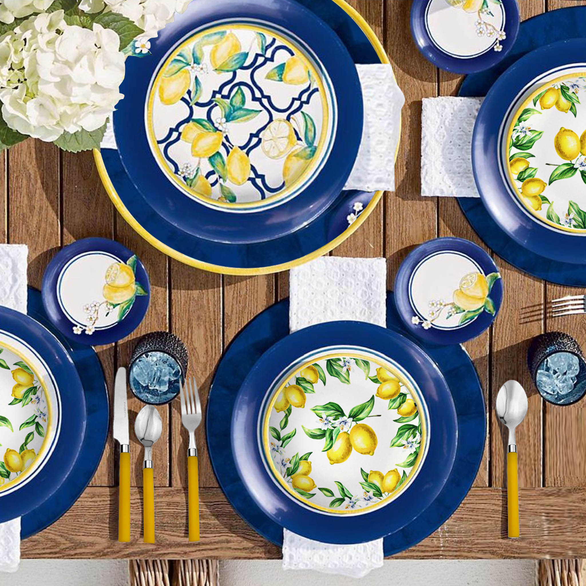 Cutlery Set 16 pcs set,  24 pcs set ,  Dinner Fork, Dinner Spoon, Dinner Knife, Tea spoon, Salad fork, Stainless Steel Flatware with Yellow Color Handle