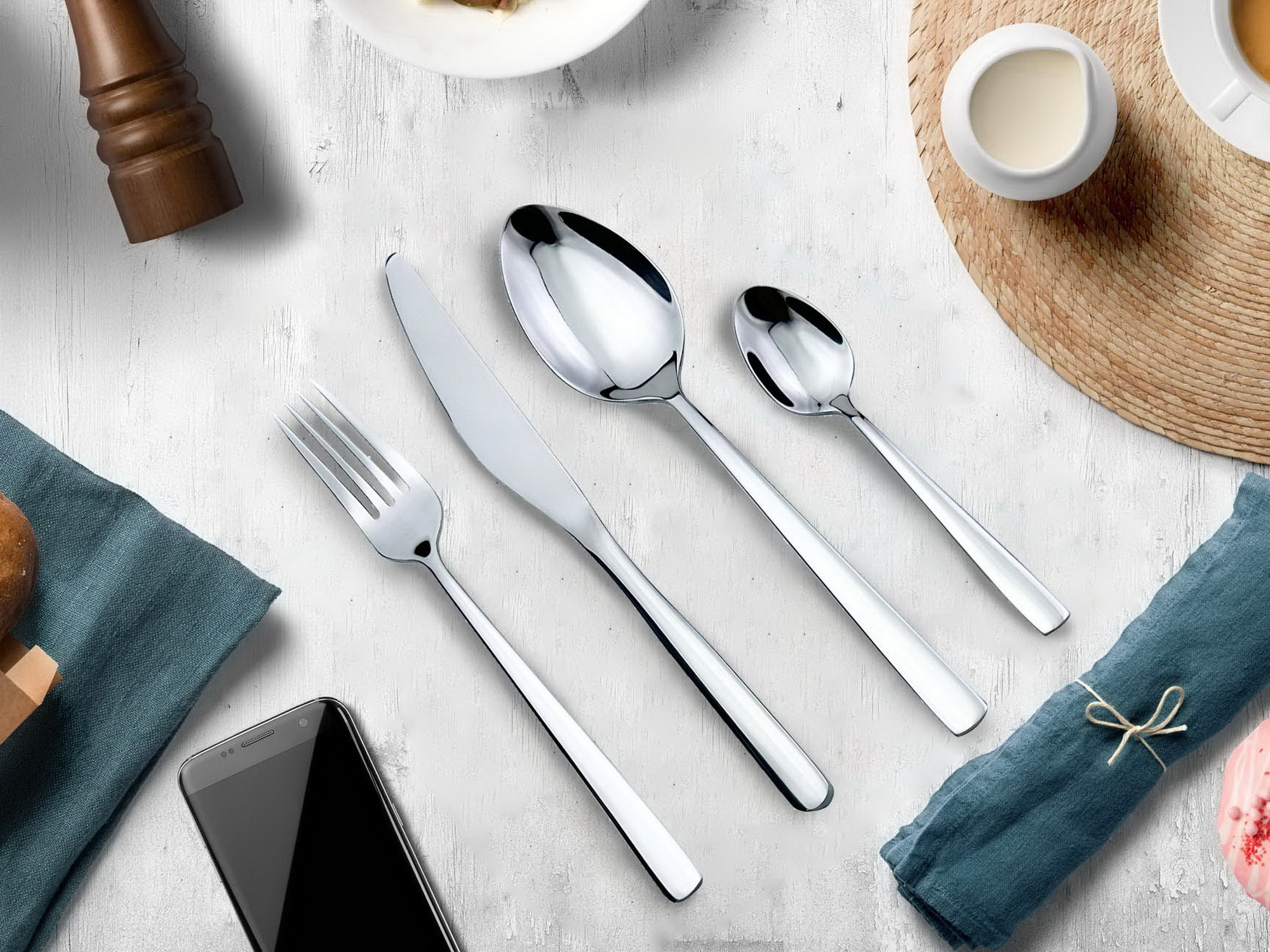 Premium Food Grade Stainless Steel Cutlery Set, Durable Metal Silverware Flatware, Mirror Finish & Dishwasher Safe, Use for Home, Restaurant