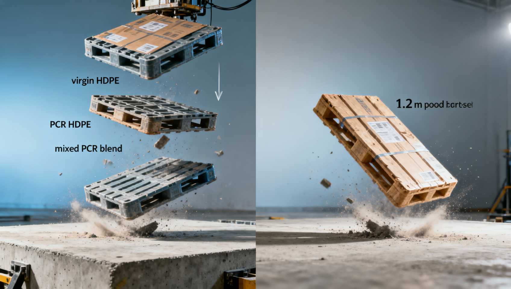 Logistics packaging durability test: How do recycled plastic resins compare to virgin in drop impact?