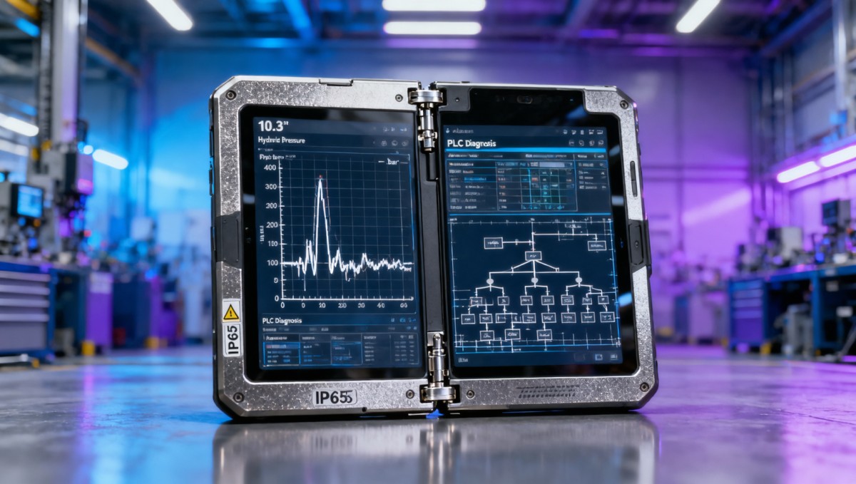 Industrial & manufacturing teams using foldable screen technology for real-time maintenance logs