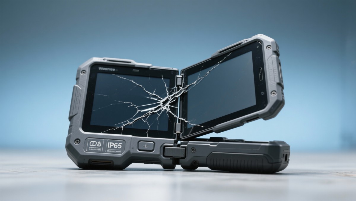 Foldable screen technology fails accelerated bend testing after 8,000 cycles in warehouse handheld terminals