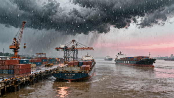Heavy Rain Warning Disrupts Operations at Yangtze River Ports