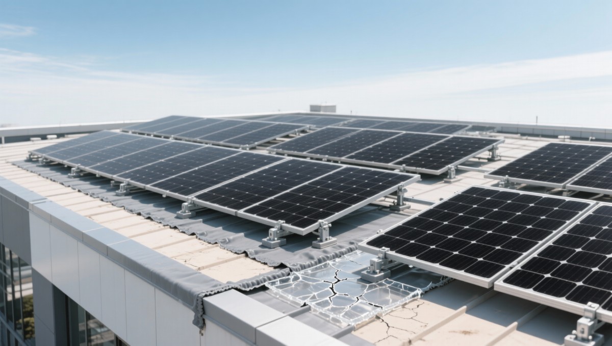 Photovoltaic solar panels on flat roofs: How wind uplift forces change after 3 years of sealant degradation