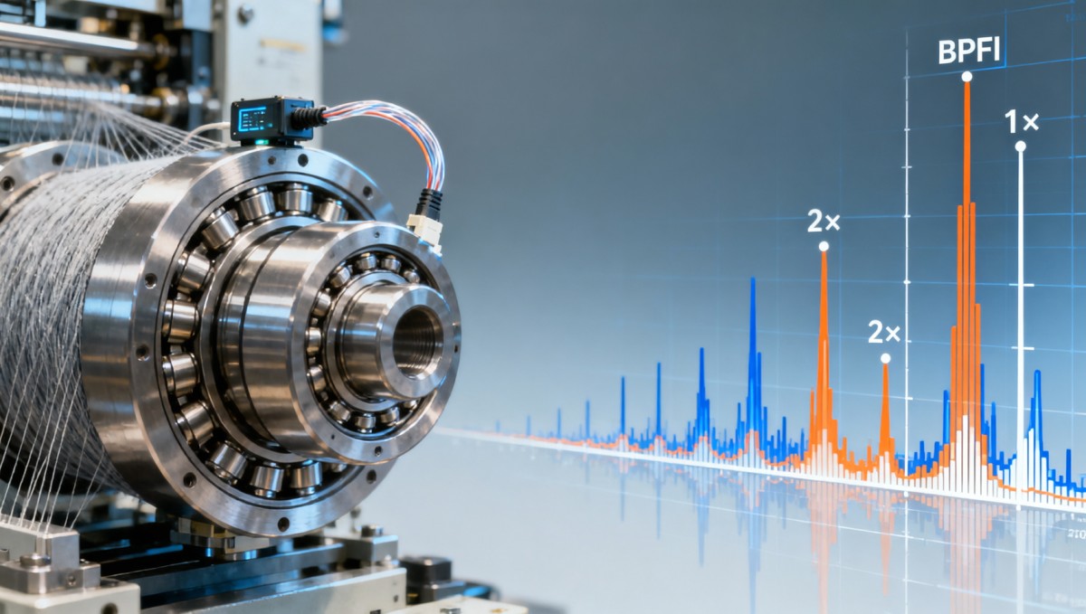 Textile machinery vibration patterns: What harmonic signatures predict bearing failure?