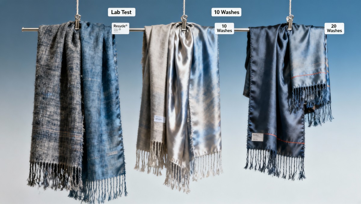 Scarves and wraps with antimicrobial finish: lab test vs