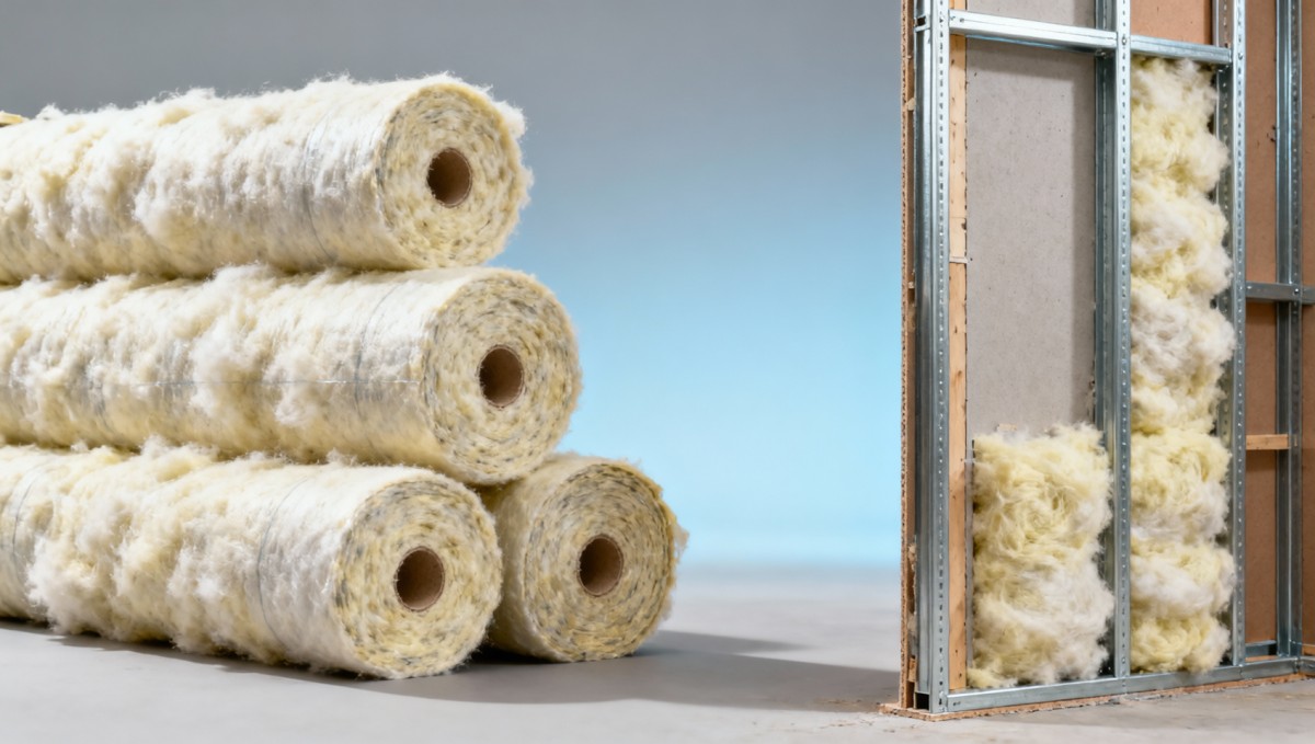 How glass wool insulation roll thickness affects sound attenuation in lightweight partition walls