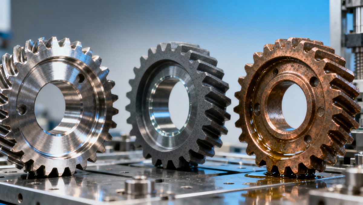 Gear manufacturing material substitutions that change gear noise profiles