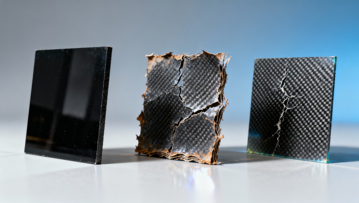 Carbon fiber composites that delaminate after UV exposure—what resin systems fail?