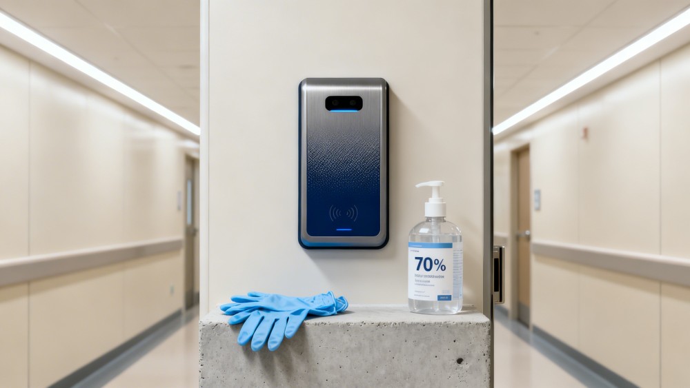 Biometric access control for hospitals works reliably on clean skin—but fails unpredictably after hand sanitizer or glove use