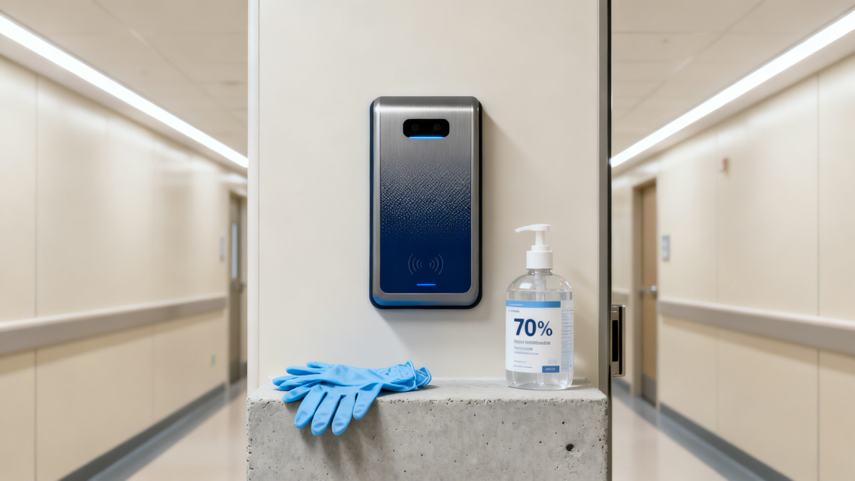 Biometric access control for hospitals works reliably on clean skin—but fails unpredictably after hand sanitizer or glove use