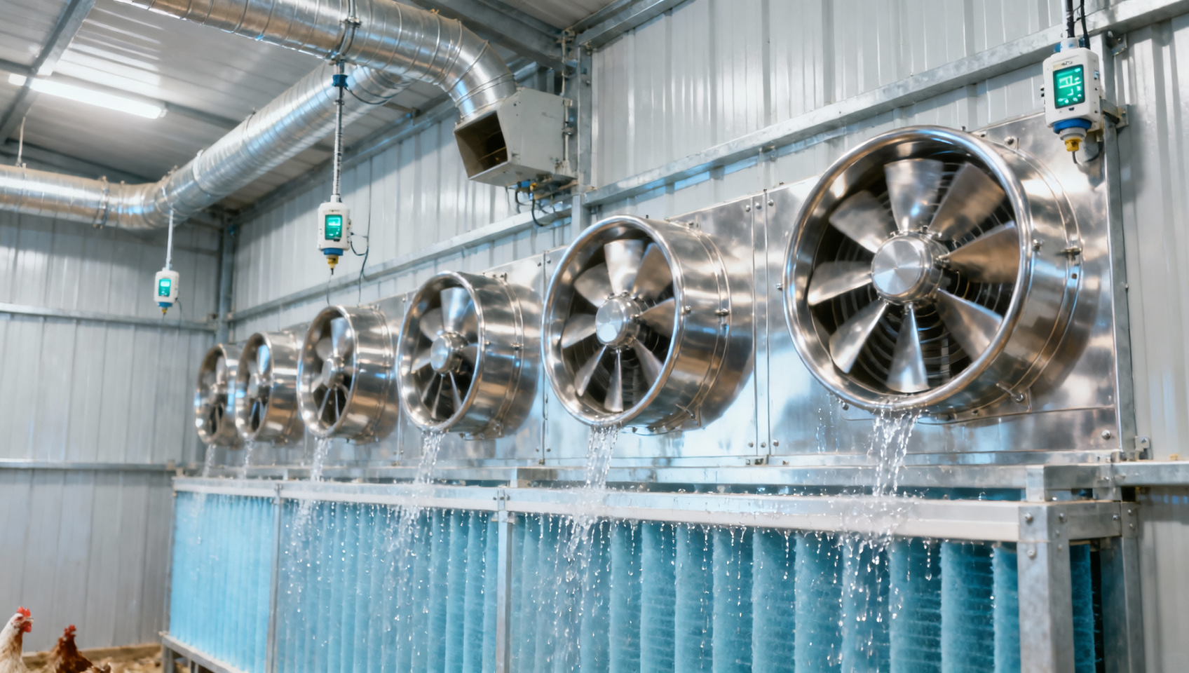 What affects performance of poultry ventilation and temperature control systems in summer