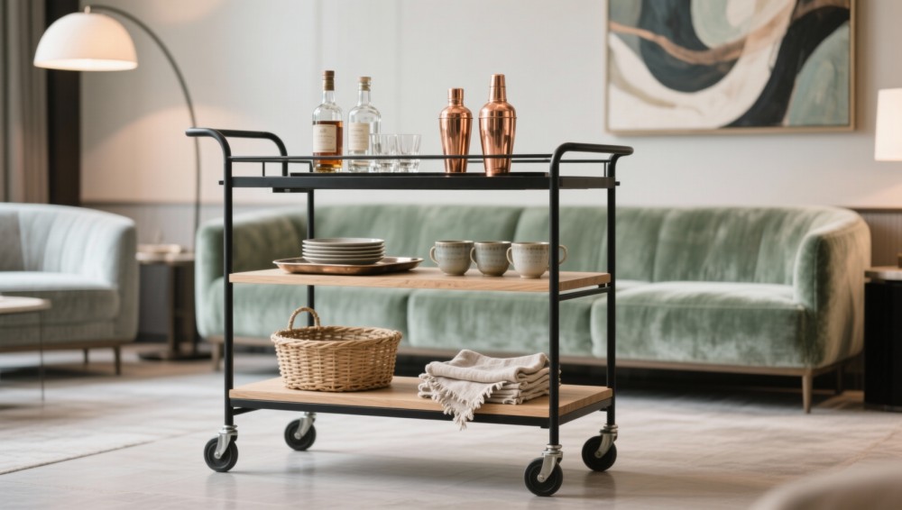 How Do Bar Carts with Wheels Solve Space Constraints in Boutique Hotel Lounges?