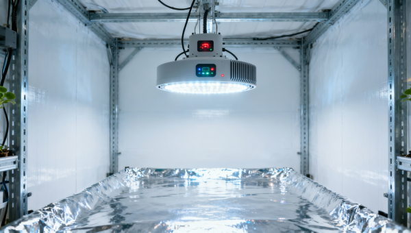 Indoor LED grow lights with ‘auto-sensing’ modes often misread reflective surfaces as canopy density