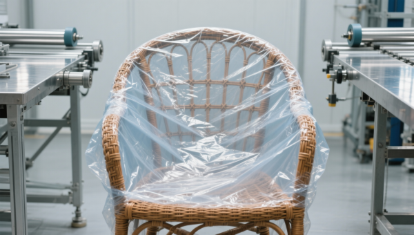 Shrink wrap film stretches unevenly on irregular outdoor rattan furniture—why tension calibration matters more than thickness