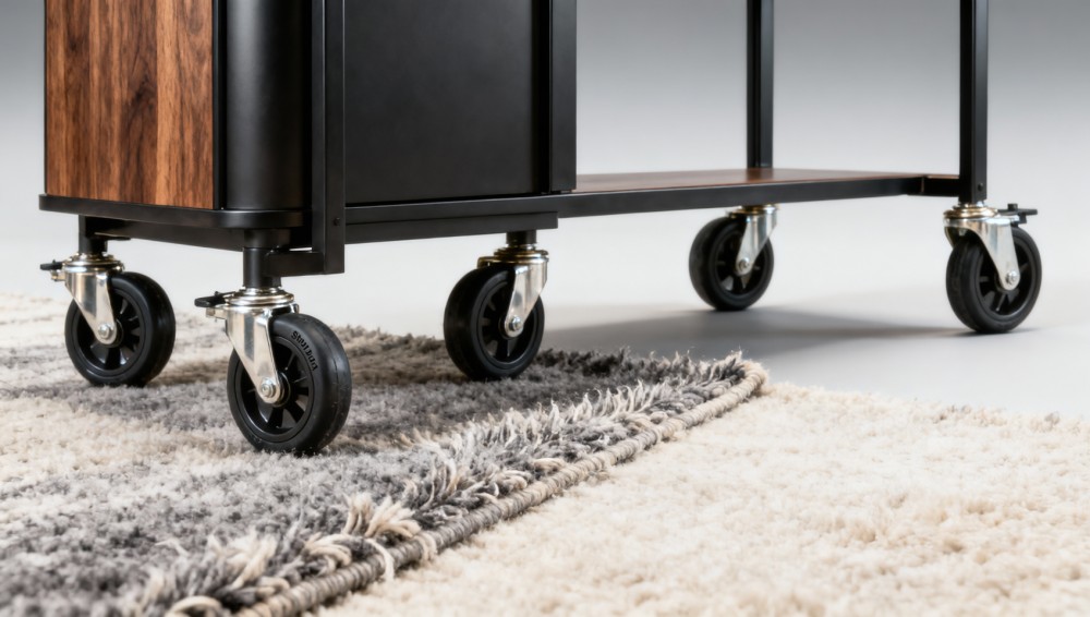 Bar cart with wheels: How caster quality impacts floor protection and maneuverability