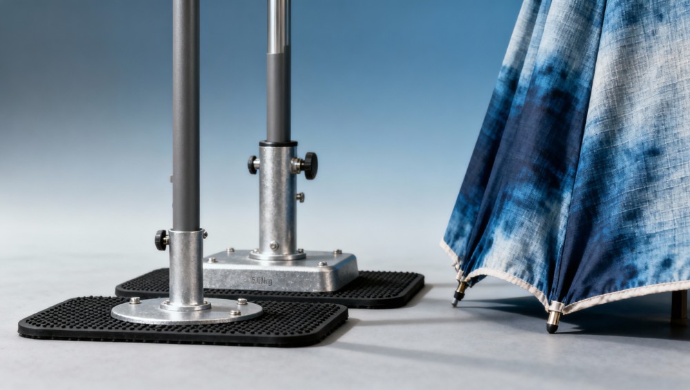 Patio cantilever umbrella base weights: 50kg vs. 80kg — does extra mass really prevent tipping?