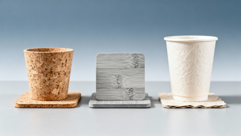 Wholesale drink coasters warp in humid warehouses—cork vs bamboo vs recycled pulp durability test Wholesale drink coasters warp in humid warehouses—cork vs bamboo vs recycled pulp durability test