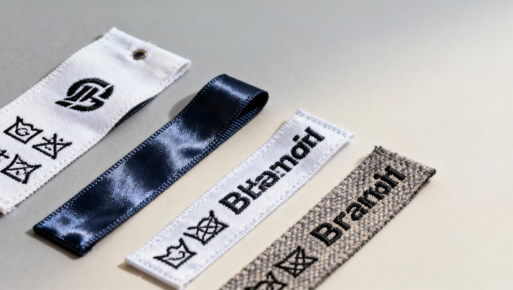 Clothing labels custom-printed with non-fade pigment inks