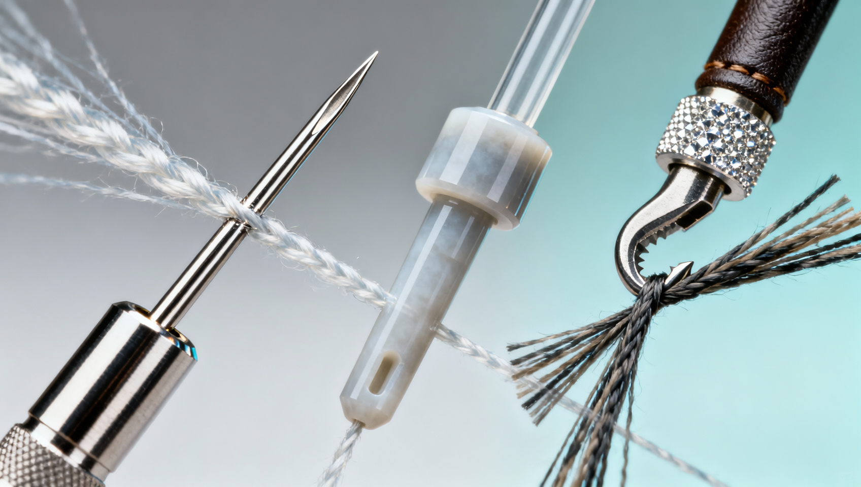 Threaded tools compatible with high-tensile synthetic yarns