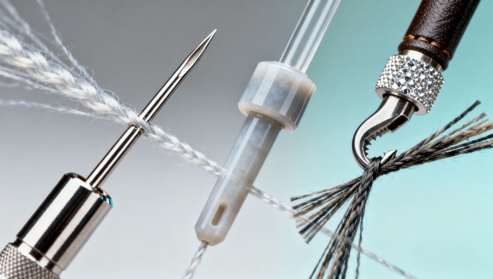 Threaded tools compatible with high-tensile synthetic yarns