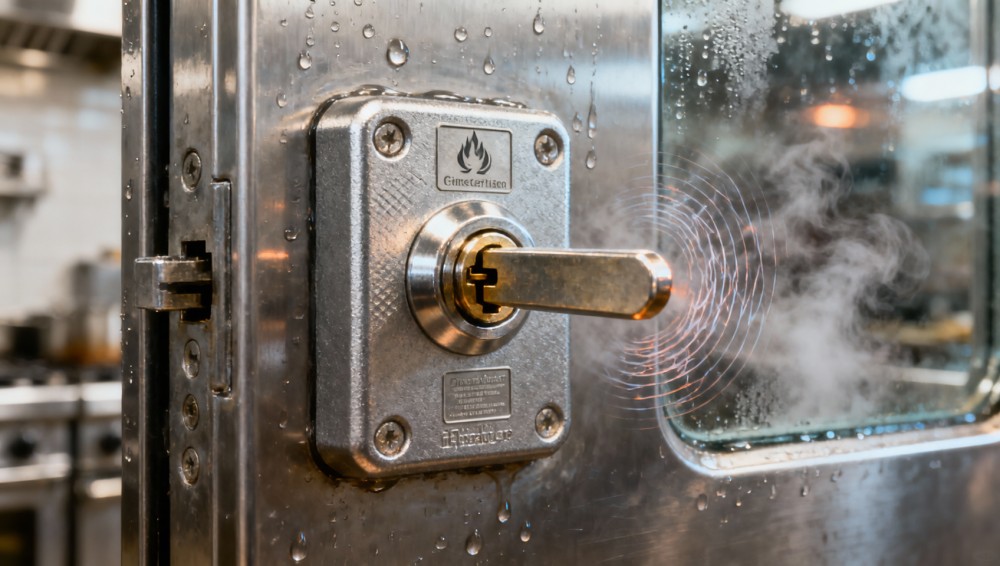 Industrial door locks certified for fire rating—but failing under repeated thermal cycling in real kitchens