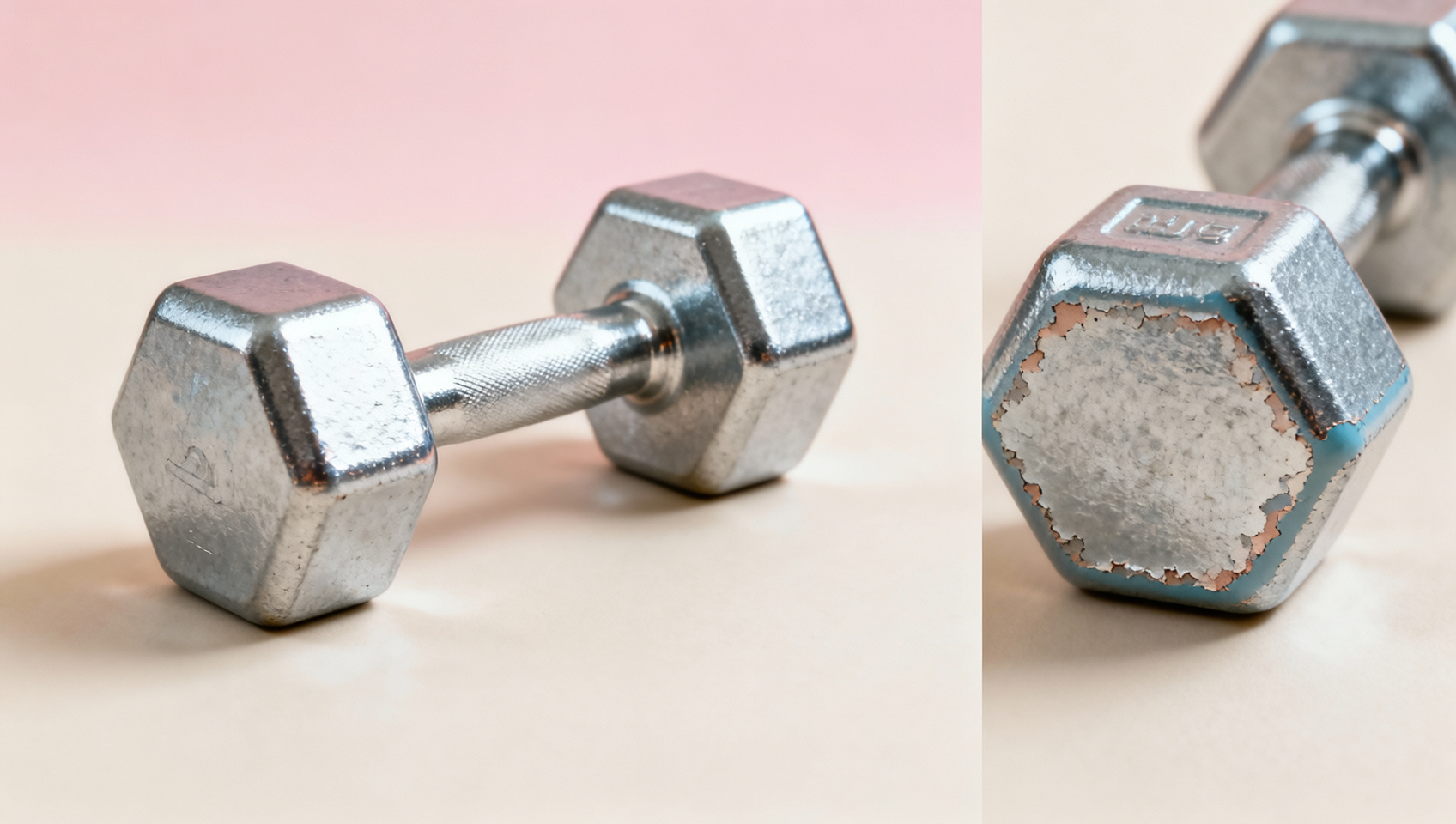 Hex dumbbells bulk: What happens when zinc-coated plates chip after 6 months?