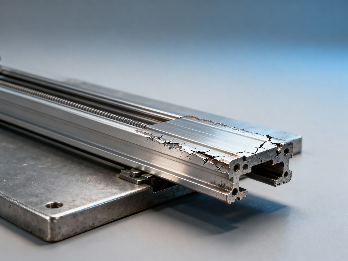 Linear guide rails showing uneven rail wear when paired with non-matched carriage sets Linear guide rails showing uneven rail wear when paired with non-matched carriage sets