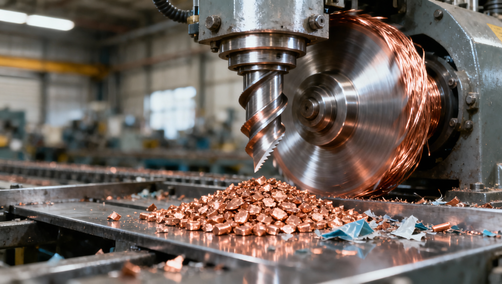 Copper wire granulator output contaminated with PVC residue—knife clearance or feed moisture?