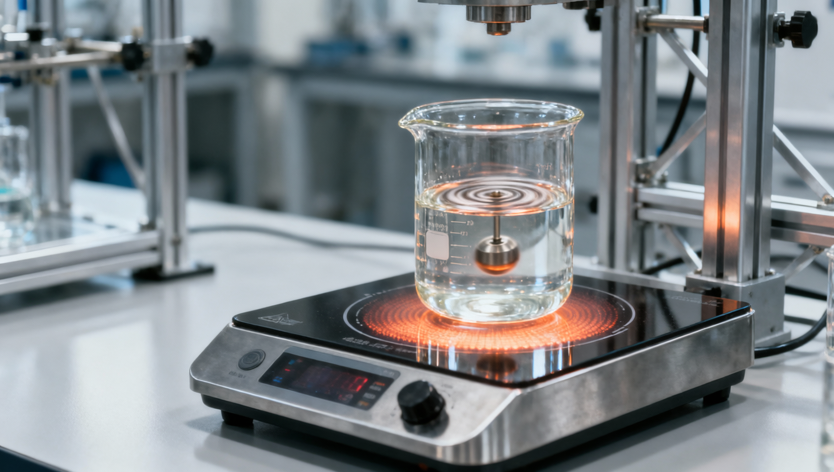 Magnetic stirrer with hot plate: why surface temp ≠ solution temp after 45 minutes