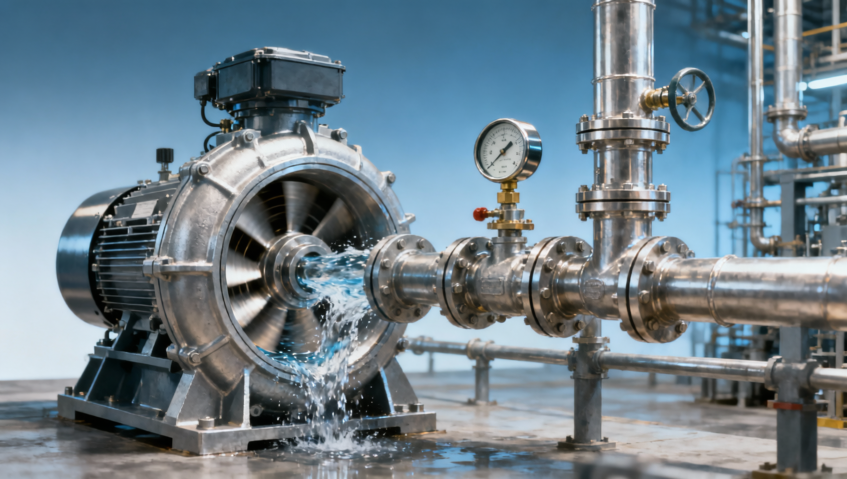 Centrifugal water pumps lose efficiency for reasons not shown on the curve