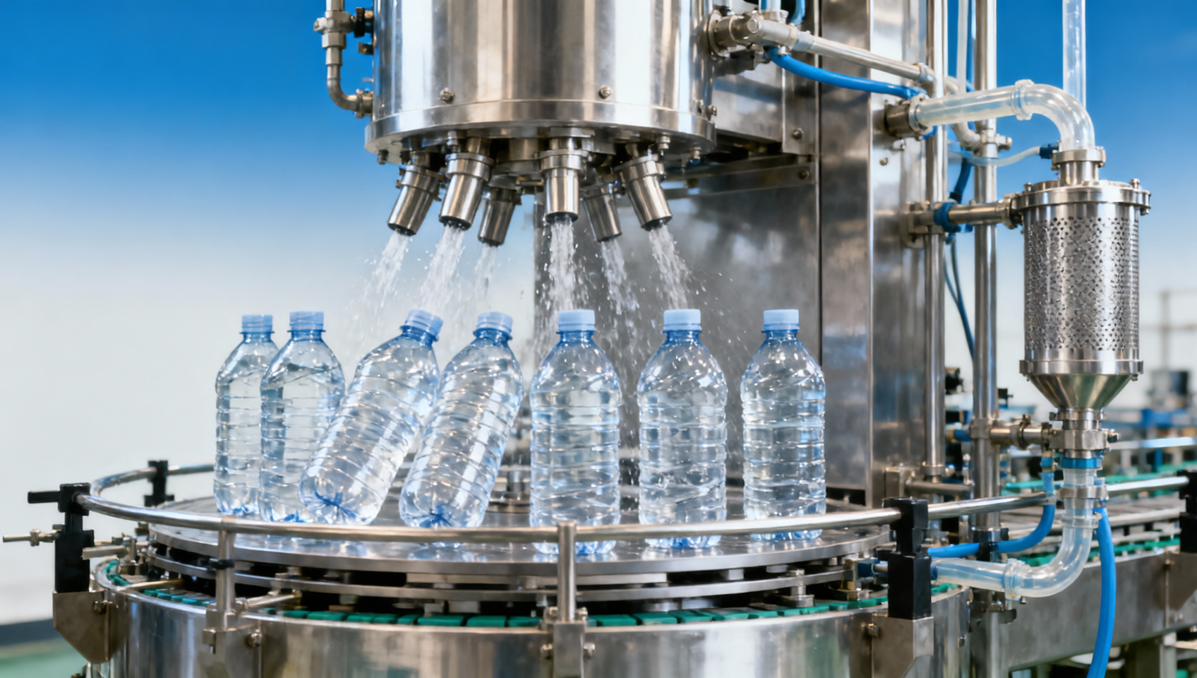 Pure water bottling machine downtime often starts in the rinsing section