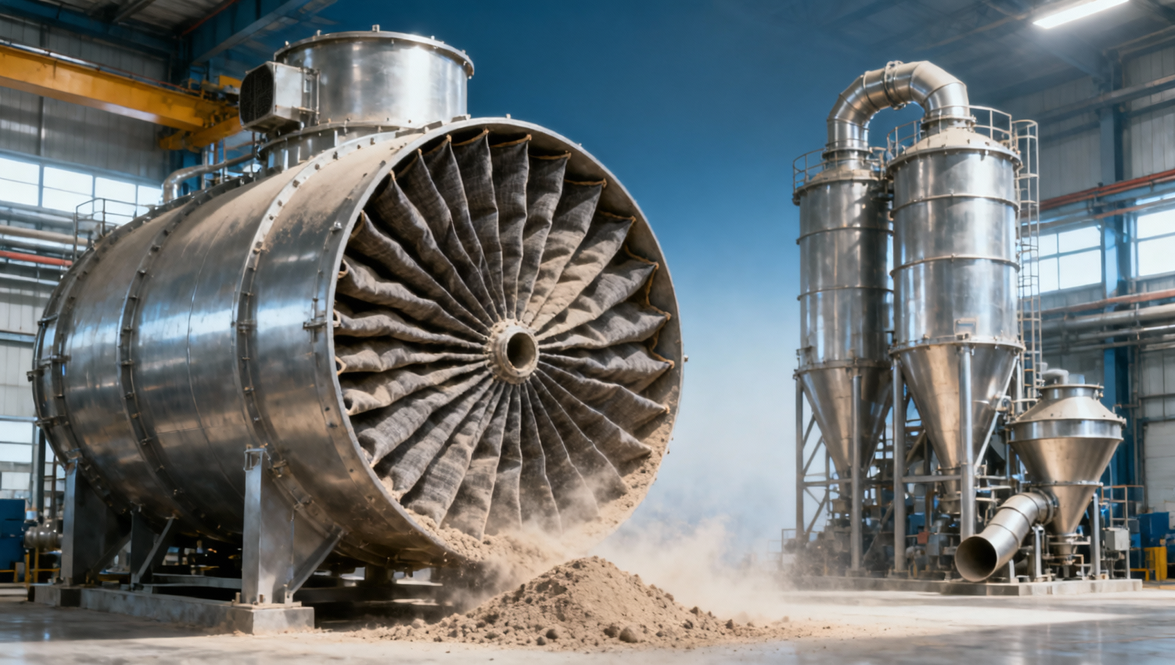 Cartridge dust collector filters clog sooner under fine sticky dust