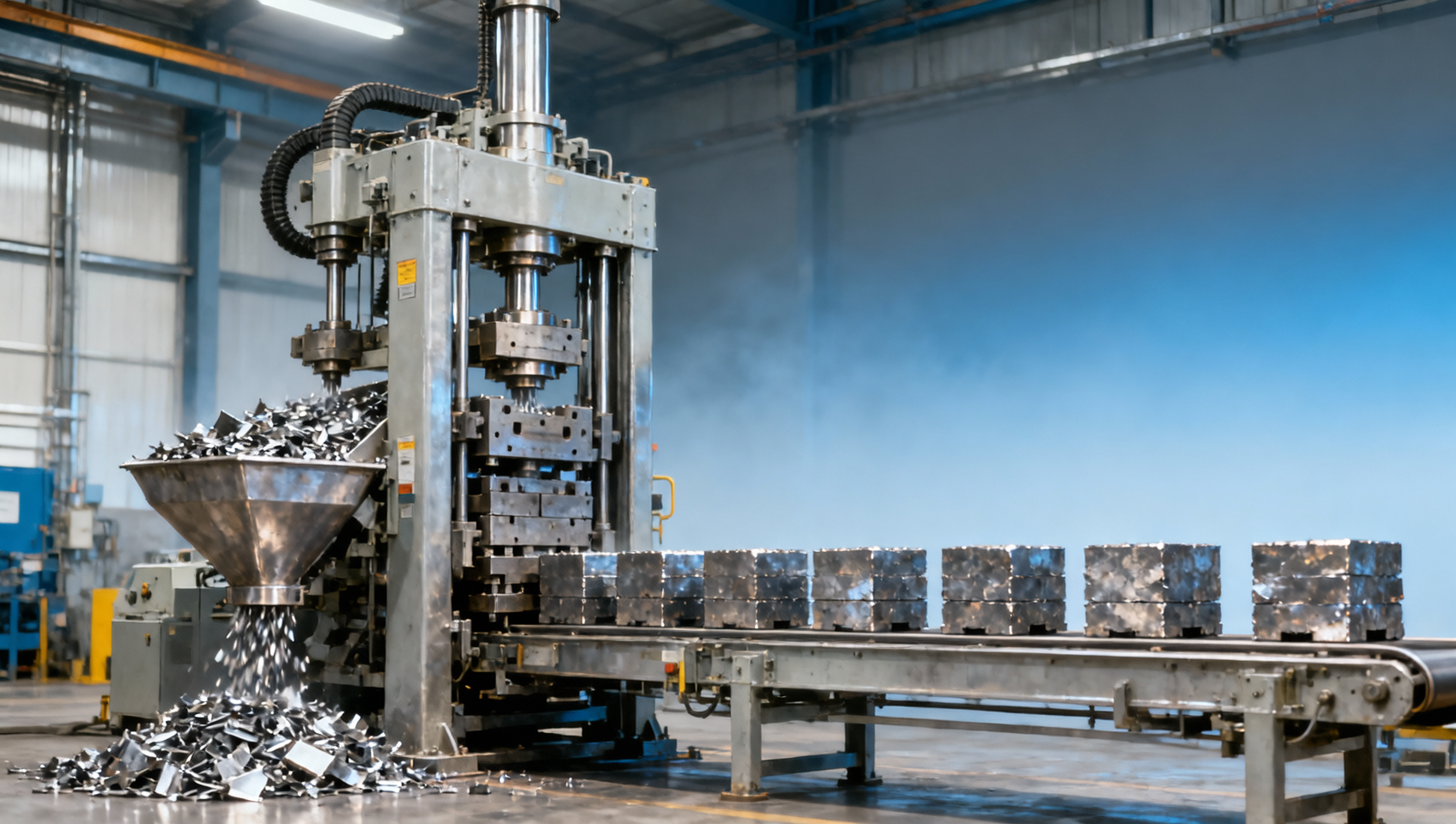 What affects output stability in a hydraulic briquetting press