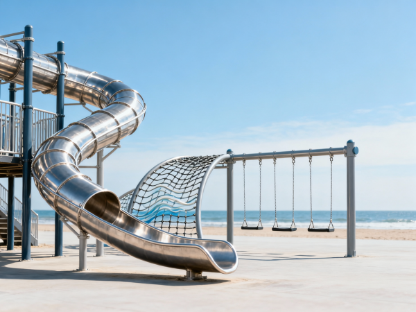 Playground structures with anti-graffiti coating—peeling within 90 days of seaside installation