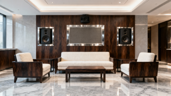 Music accessories installed in hotel lobbies where background noise never drops below 42 dB