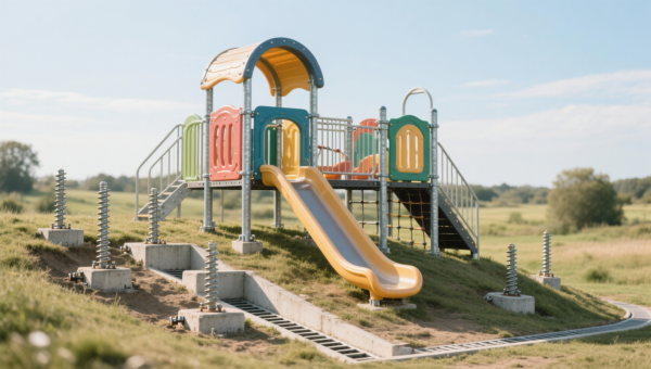 Outdoor play structures installed on slopes: is engineered anchoring always enough?