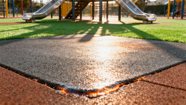 Outdoor playground surfacing tested at 70°F fails dramatically at 95°F—does your spec account for that?