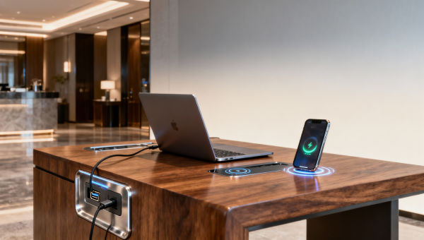 Hotel desks with built-in USB-C and wireless charging—do they last beyond year one?