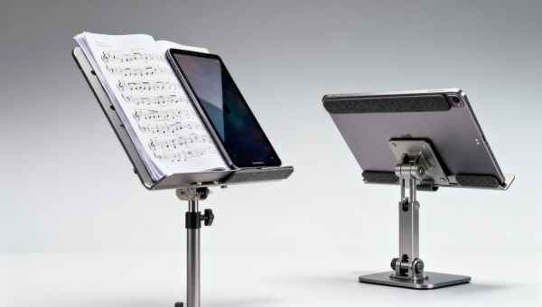 Music stands compatible with both printed and tablet scores