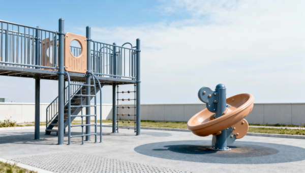 Outdoor playground equipment with minimal seasonal maintenance