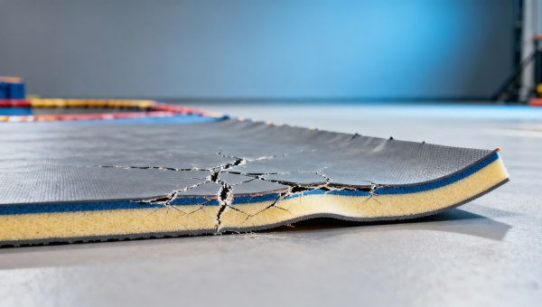 Indoor playground flooring that fails under repeated sensory play cycles
